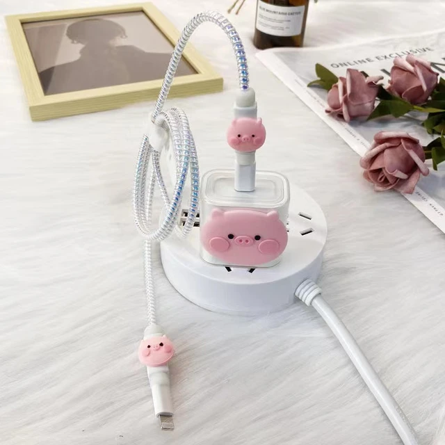 Pink Pig Charger Case for Apple 18W 20W Charger Protector Cable