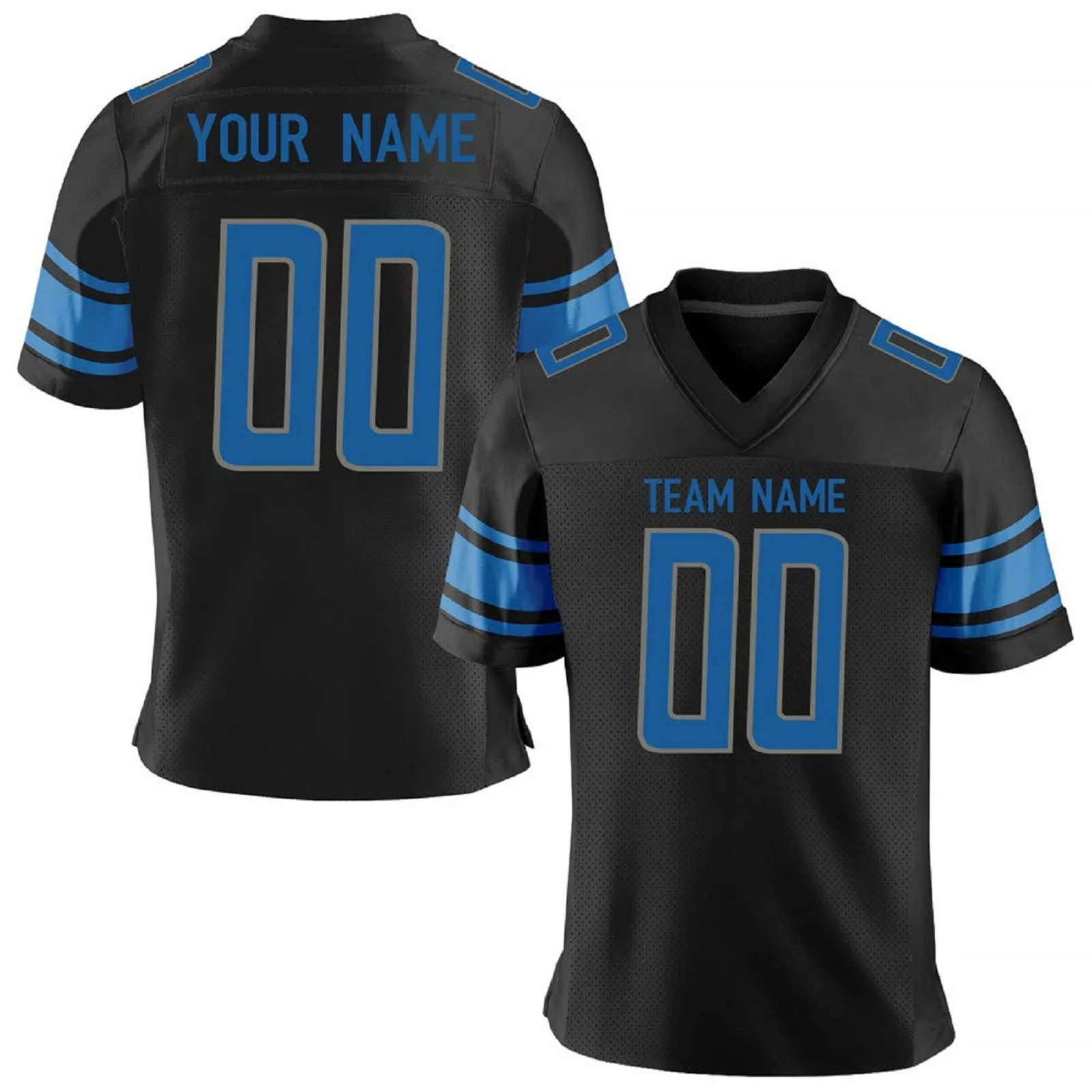 thumbnail image 1 of Camiseta de fútbol americano personalizada con nombre del equipo impreso y número, uniforme de entrenamiento, regalo para fanáticos de los Detroit Lions para adultos y niños, 1 of 4