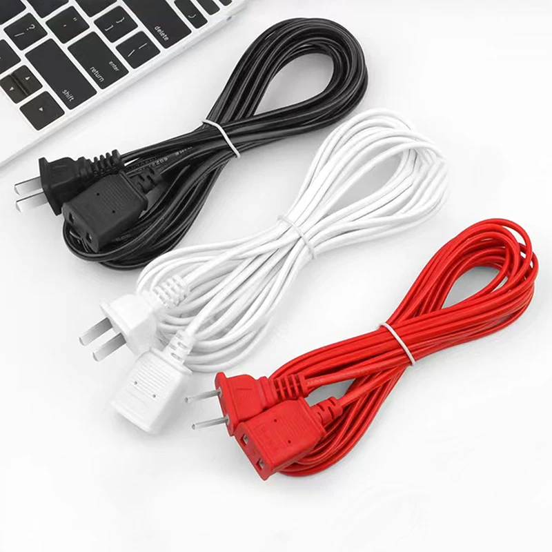 1pcs AC Power Cord White Black Red Line With ON/OFF Switch Button Cables Wire Two-pin Plug Cable Extension Cords Adapter