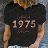 Limited Edition 1975 Vintage 70th Birthday Letter Print T-Shirts, Women's Casual Short Sleeve Crew Neck Top for Summer & Spring 2