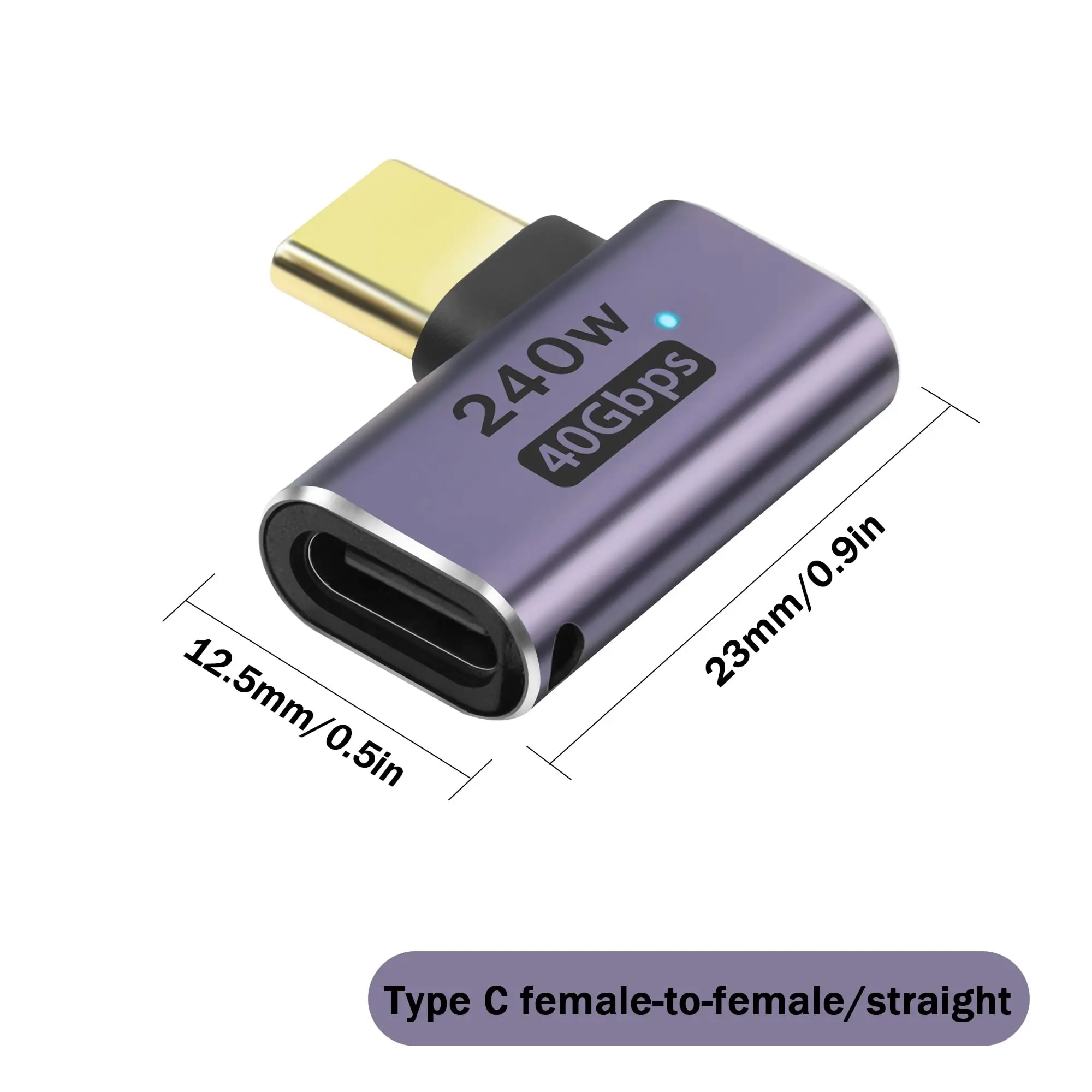 NNBILI 직각 USB C 남성-여성 익스텐더 Thunderbolt4 USB 4 MacBook iPad Quest Steam Deck 용 40Gbps 240W 유형 C 어댑터
