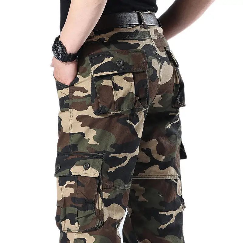 Pantalones Cargo militares de combate de camuflaje para hombre, pantalón informal con múltiples bolsillos, ropa de calle de Hip Hop, monos tácticos del ejército _ - Mobile