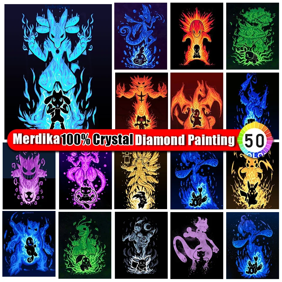 Crystal Diamond Painting Cartoon Anime Full Rhinestone Embroidery Cross Stitch Diamond Mosaic Pokemon Art Wall Decoration diamond painting cross stitch kit diamond painting kit 100%