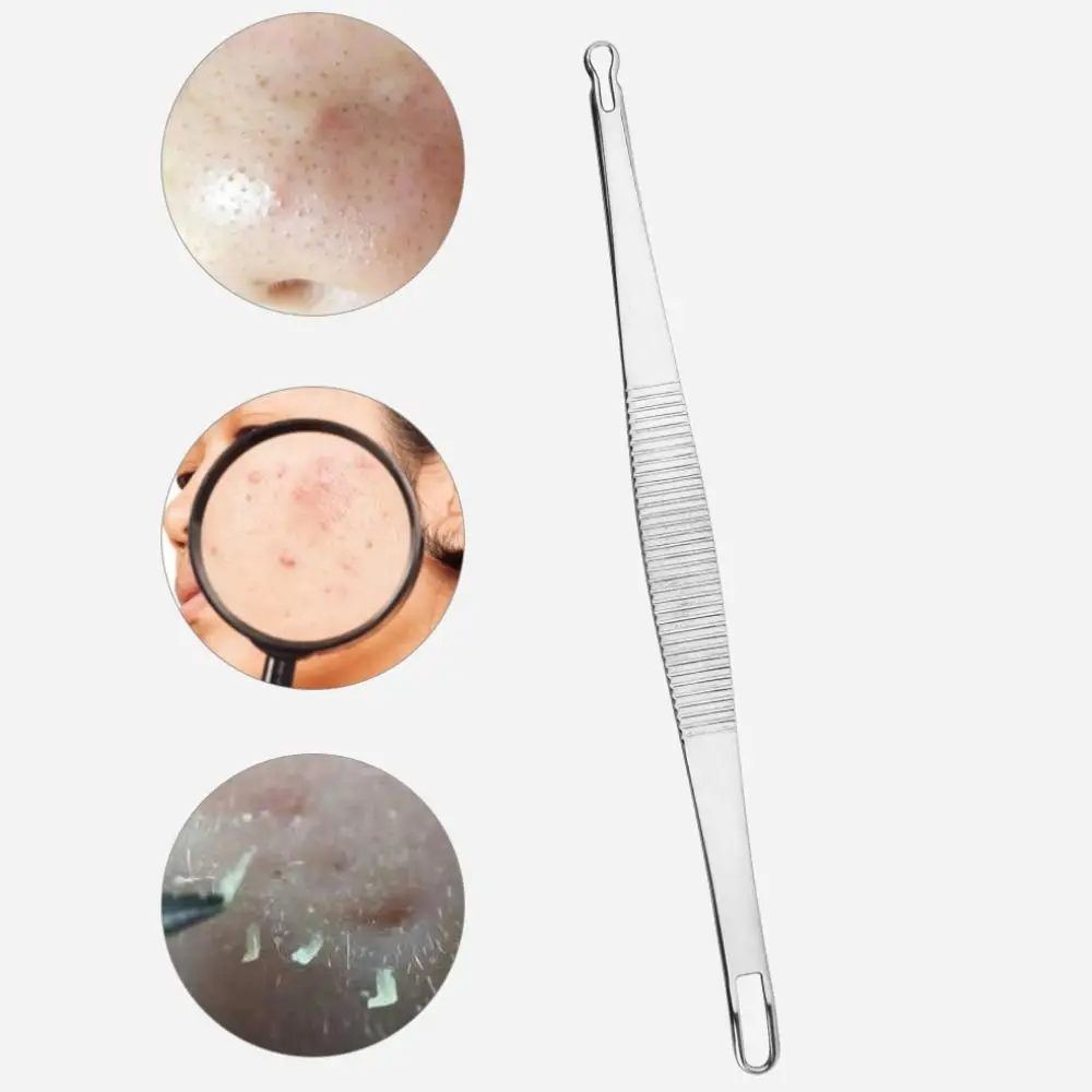 Durable Stainless Steel Blackhead Extruder Dual-head Curved Blackhead Remover High Hard Blackhead Extractor Face Skin Care