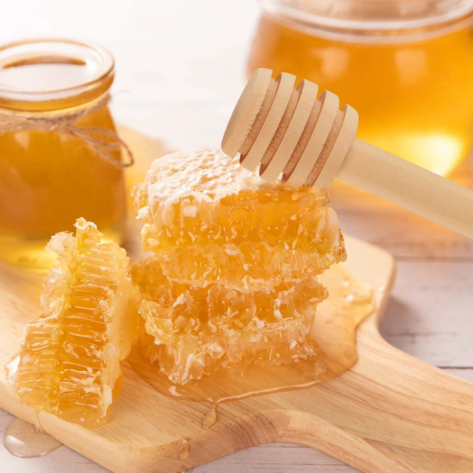 10Cm Houten Honing Dipper Sticks, 4 Inch Mini Honing Roerstok, Voor Honingpot Doseer Motregen Honing En Huwelijksfeest Cadeau