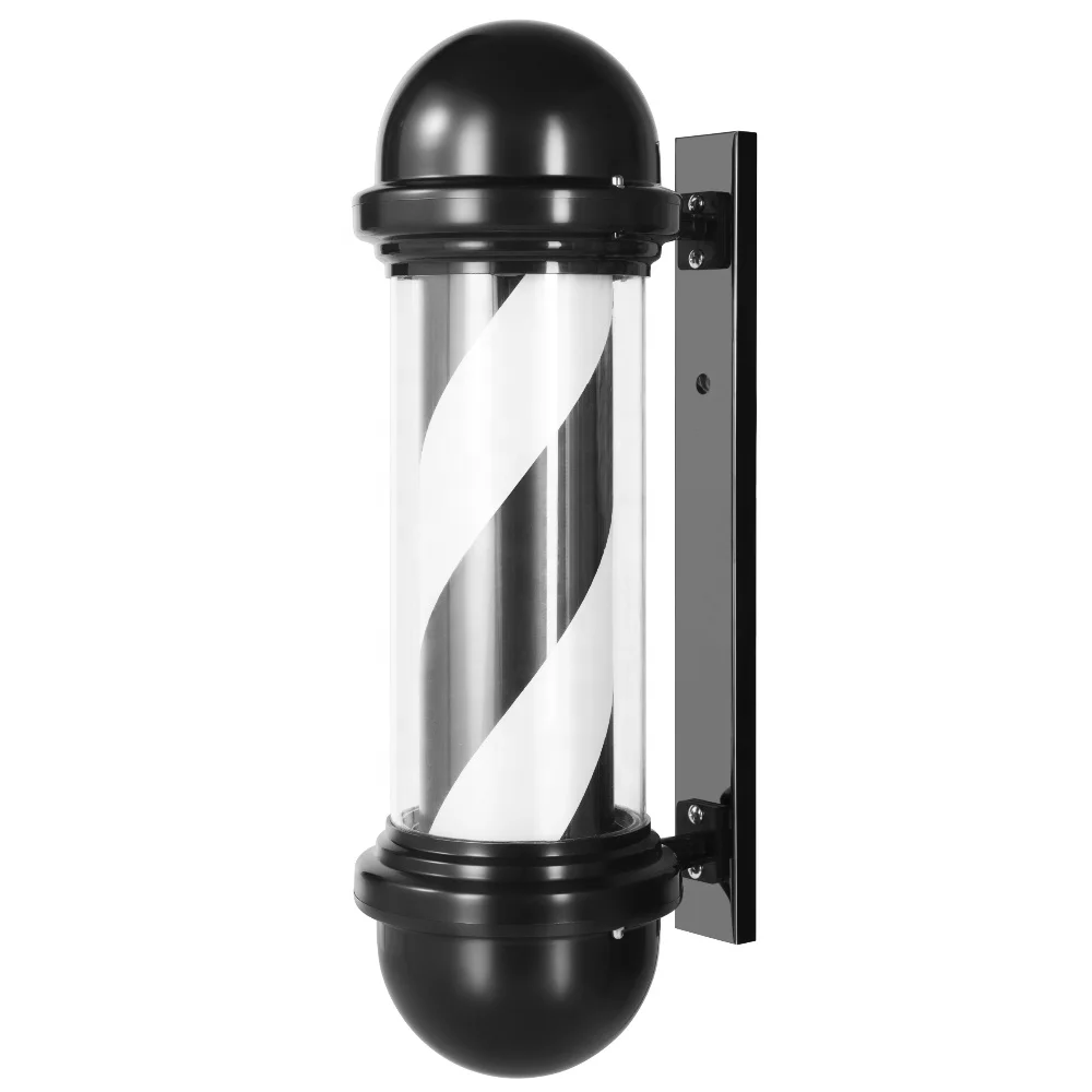 Black and white barber pole for salon shop Hair barber equipment Durable Led salon pole for sale