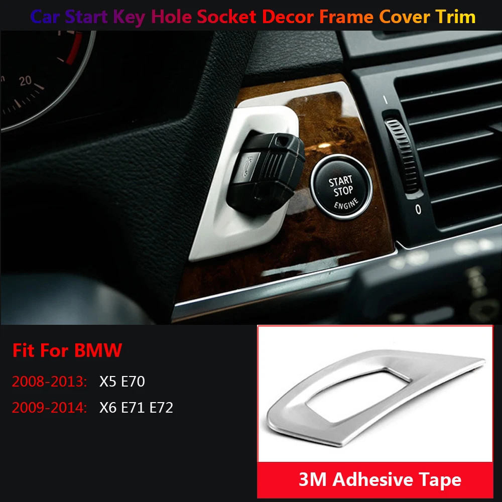 스테인레스 스틸 자동차 시동 키 구멍 소켓 프레임 커버 트림, BMW X5 X6 E70 E71 E72 인테리어 장식 액세서리