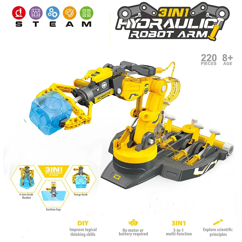 

STEAM Hydraulic Robot Arm DIY Explore Children's Engineering Educational Toy Set Children's Science Experiment Robot Kid's Gift