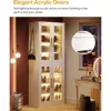 Tall Shoe Storage Cabinet with Acrylic Doors and LED Lights,  Entryway Shoe Organizer Rack with Adjustable Shel 6