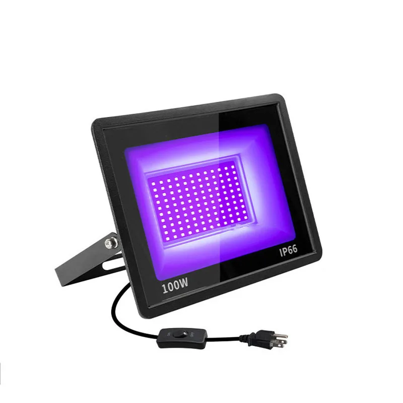 UV Curing Lamp Halloween Haunted House 100W IP66 Waterproof Fluorescent Lamp AC110-240V Purple 395nm LED UV Curing lamp Ultraviolet Floodlight