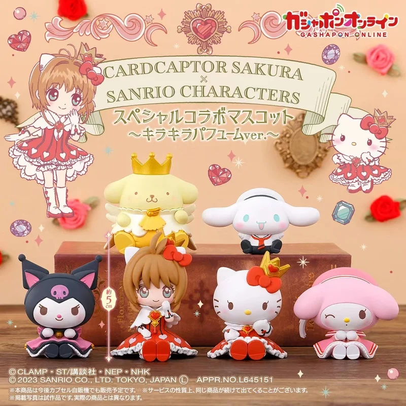 

Волшебная карточка Bandai для девочки Сакура X Sanrio, дизайн персонажа, украшение, модель с 3 искусственными яйцами, подарки