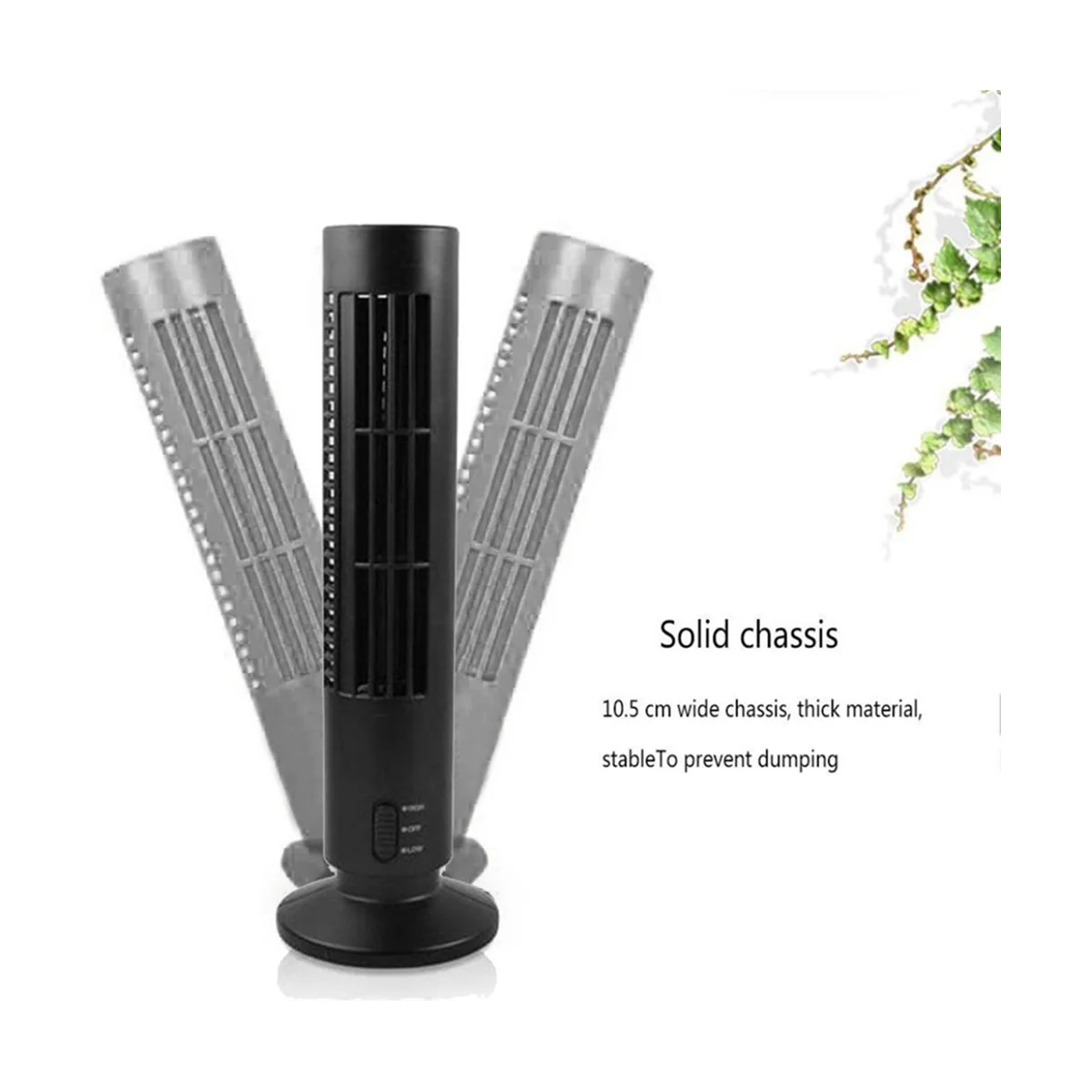 

USB Rechargeable Tower Fan, Cooling Portable Fan Standing Bellyless Fan Air Conditioner Bedroom Kitchen Office Black