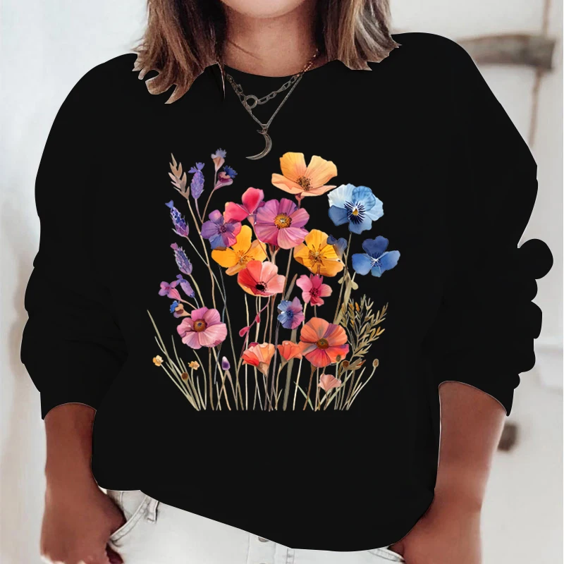 

Женская толстовка с рисунком в стиле бохо, Повседневная Верхняя одежда с рисунком красивых диких цветов, подарков для любимых, цветов, свитшоты в стиле бохо