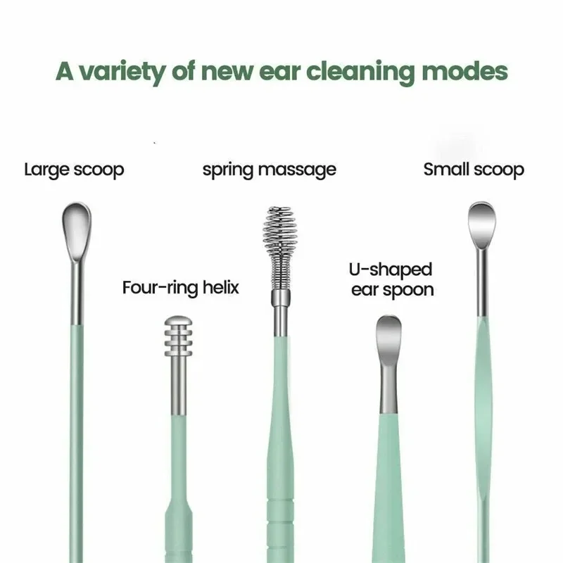 6PCS Earwax Remover Ear Cleaner Wax Removal Tool Earpick Sticks Curette Ear Pick Cleaning Ear Cleanser Spoon Health Care Earpick 4