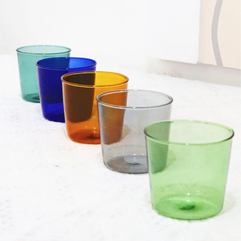 Double wall glass cup Cocktail Glass Cup Colorful High Borosilicate Juice Glass Sparkling Water Whiskey Bottle