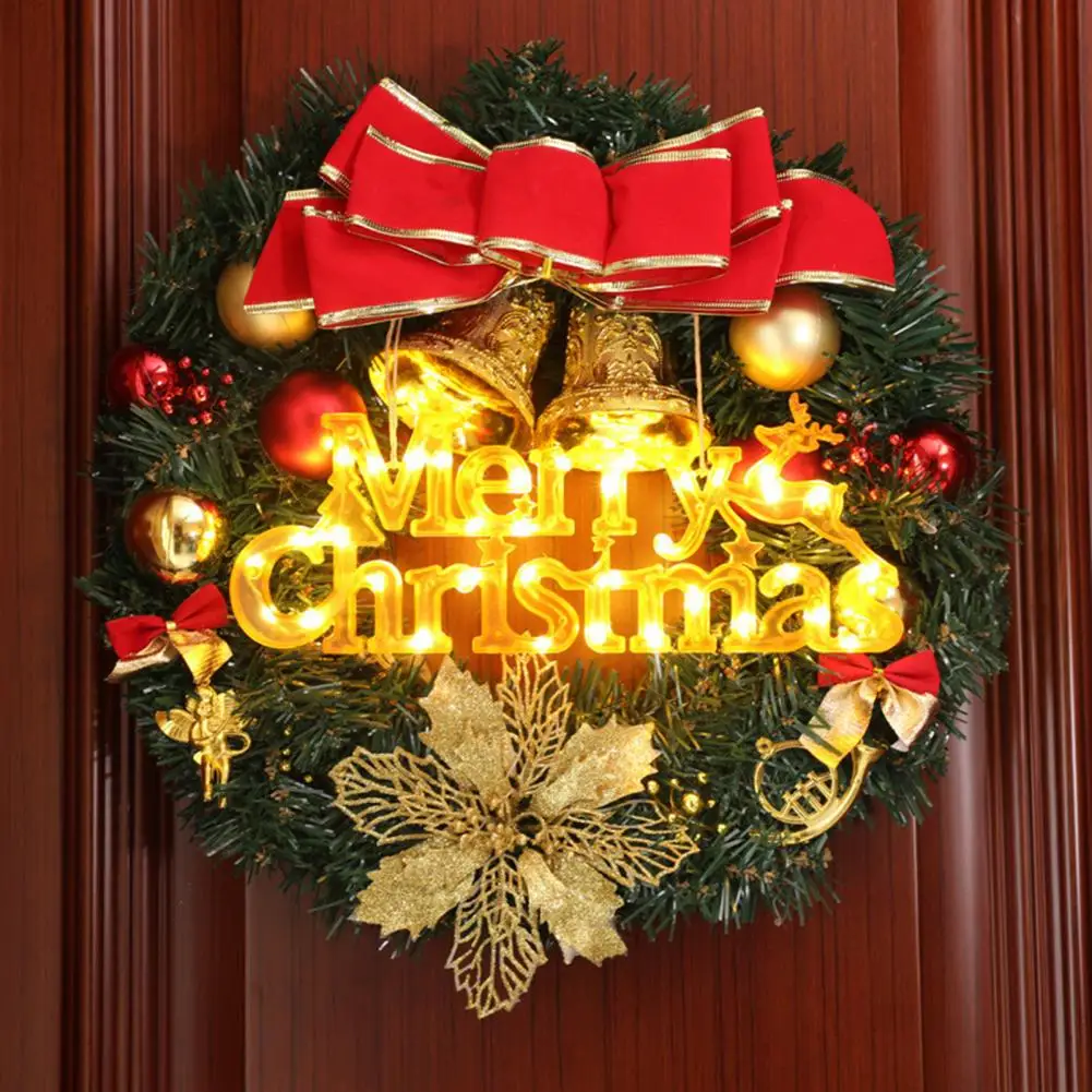 28cm Christmas Ornament Merry Christmas Sign Light DIY Wreaths Windows Doors Bright Sparkling New Year Xmas Holiday Decoration