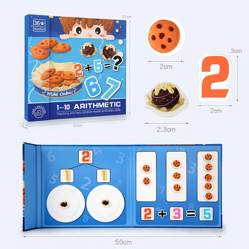 Montessori Toys Magnetic Biscuit Book Math Addition Subtraction Decomposition Learning Early Educational Toys for Children Kids