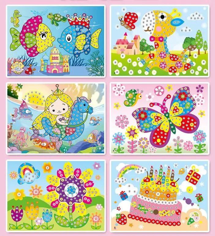 5/10/20pcs/Lot DIY Diamond Stickers Handmade Crystal Paste Painting Mosaic Puzzle Toys Random Color Kids Stickers Gift Children 3