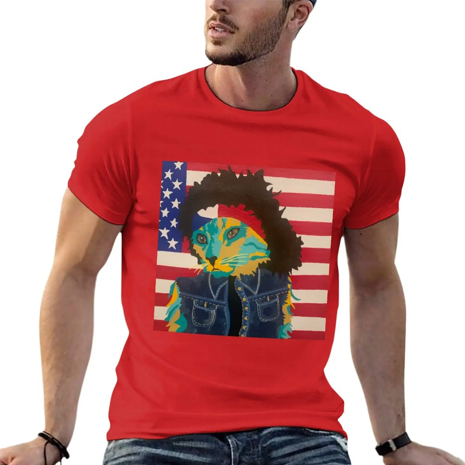 

Bruce Catsteen T-shirt plus sizes summer top blacks men clothings