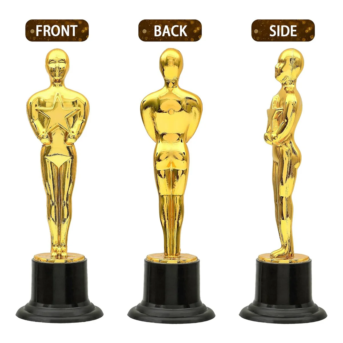 12 Pack Plastic Gold Award Trophies for Party Decorations, Party Favors, Movie Night Party Favor, School Award 2