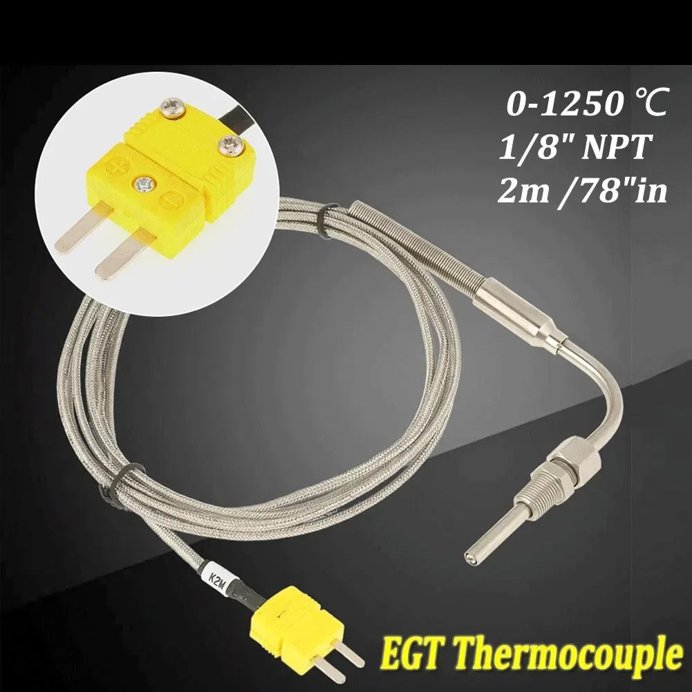 1pc EGT K Type Thermocouple Exhaust Probe High Temperature Sensors 1/8" NPT Threads 2m Cable Adjustable Pressure Lock