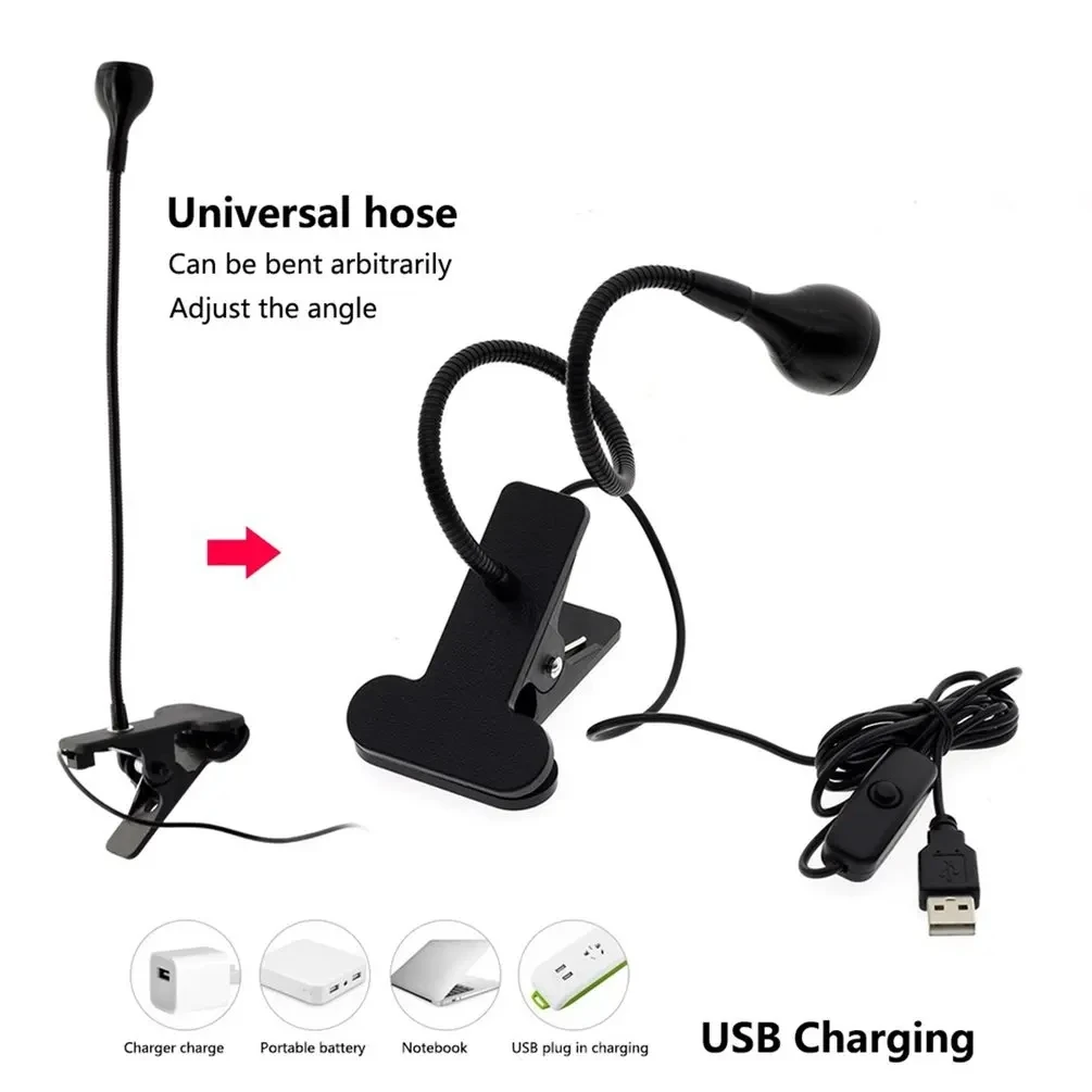 USB LED Reading Book Light Table Lamp Flexible Night Lights For Bedroom Bedside LED Desk Lamp With Clip Holder Luminaria