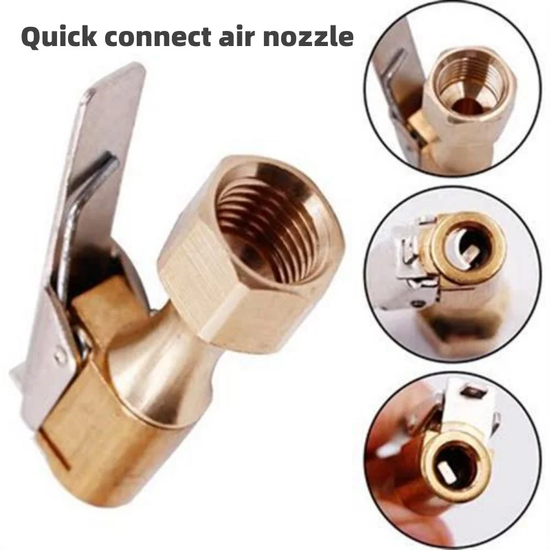 Portable Brass Car Inflation Pump Air Valve Connector Clip