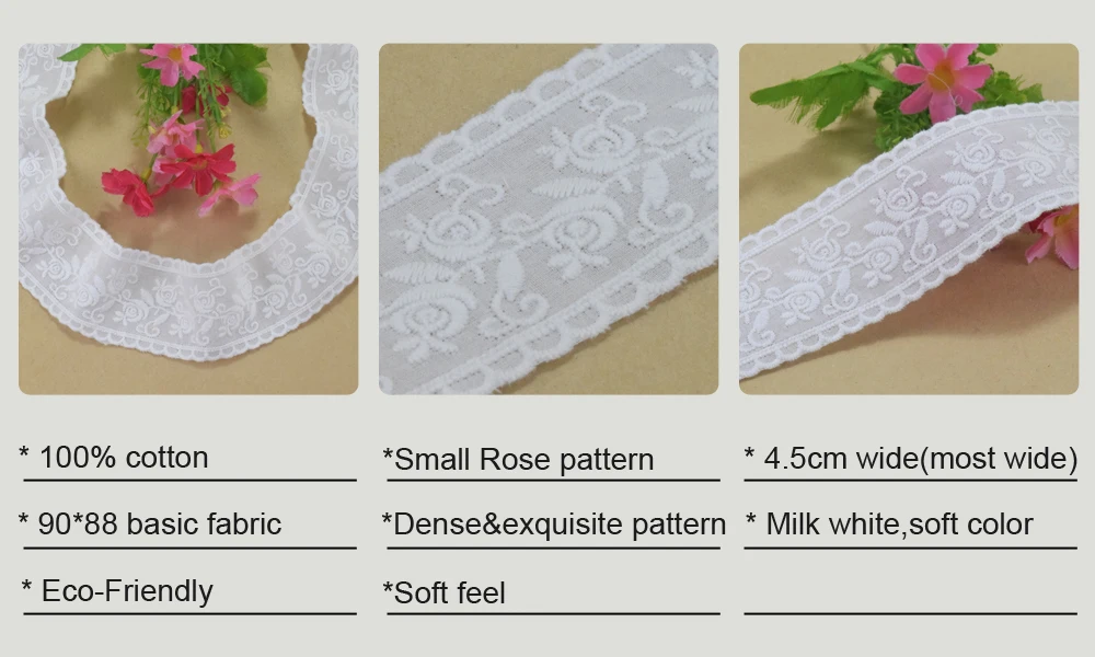 4,5 cm Breite Weiße Spitze Baumwolle Stoff Spitze Stickerei Nähen Band Trim Hochzeit Abendkleid DIY Puppen Colthes Zubehör #4329 – Detail 1