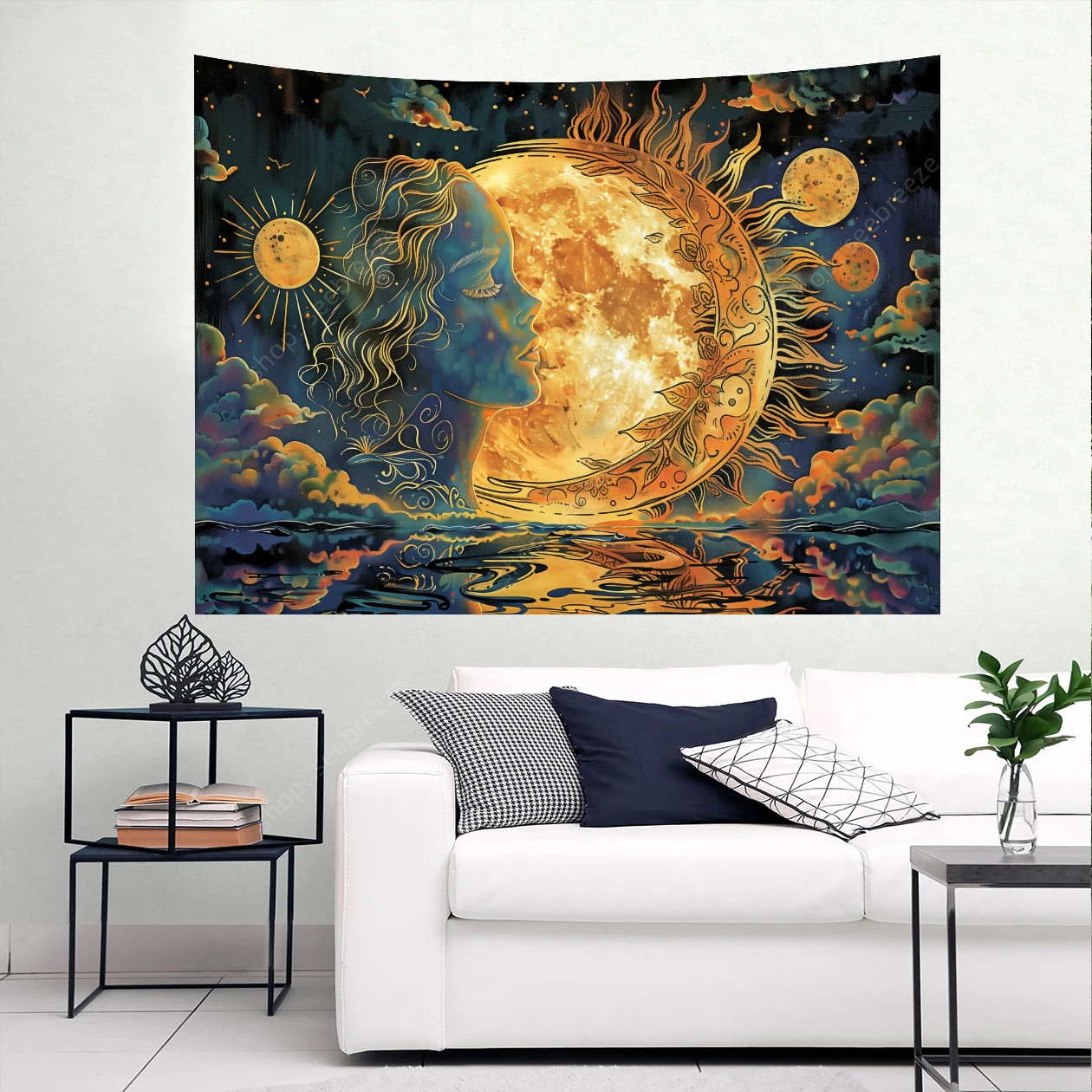 Sun and Moon Tapestries Burning Sun with Star Psychedelic Mystic Wall Art  Aesthetic Wall Decor Wall Art for Bedroom, Dorm Decor - AliExpress, image size:1260x1260