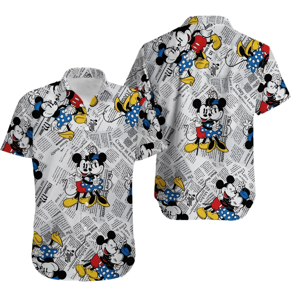 Mickey Minnie Comic Book Hawaiian Shirts Mens Women Casual Short Sleeve Shirts Disney Hawaiian Shirts Fashion Beach Shirts Kids 2