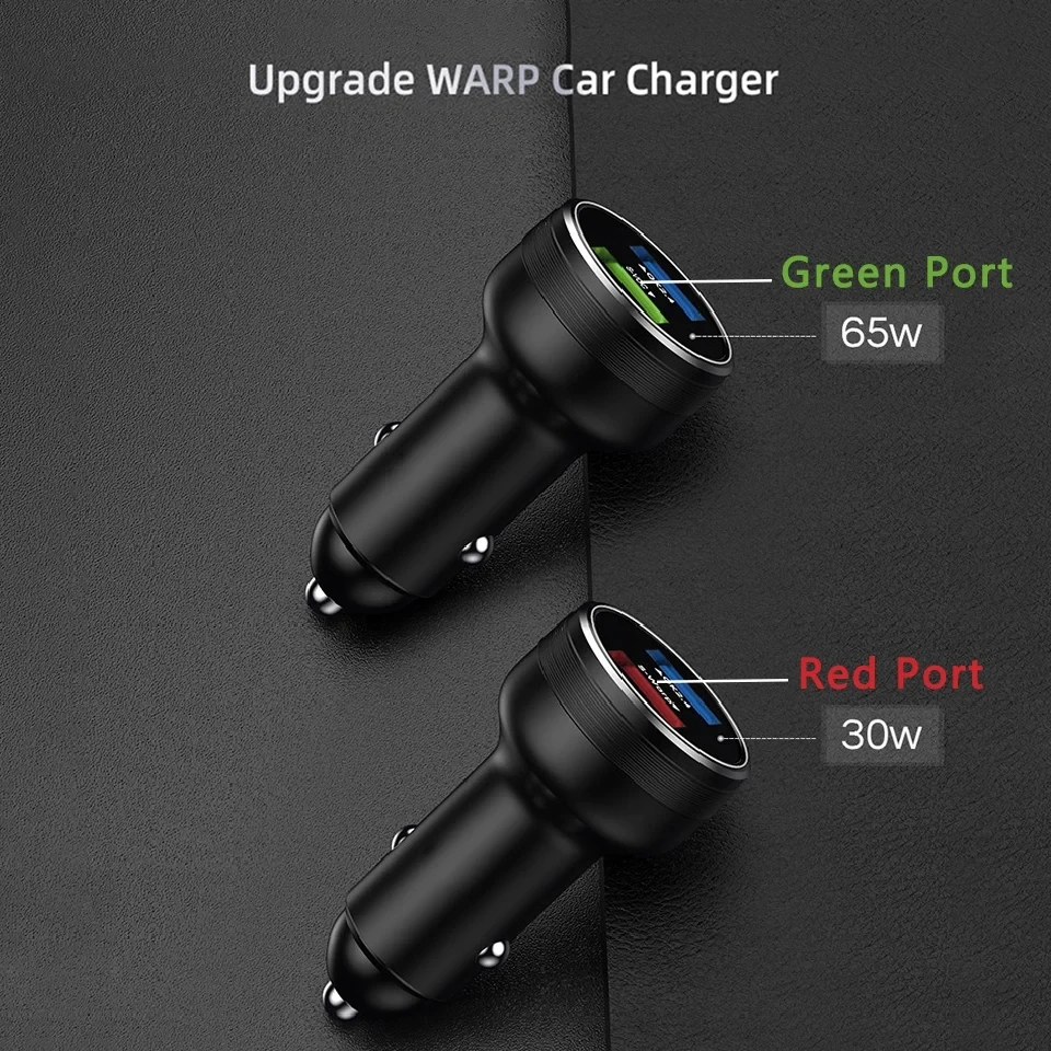 OnePlus Dual USB Car Charger - 65W Warp Charge & 30W Dash Fast Charging