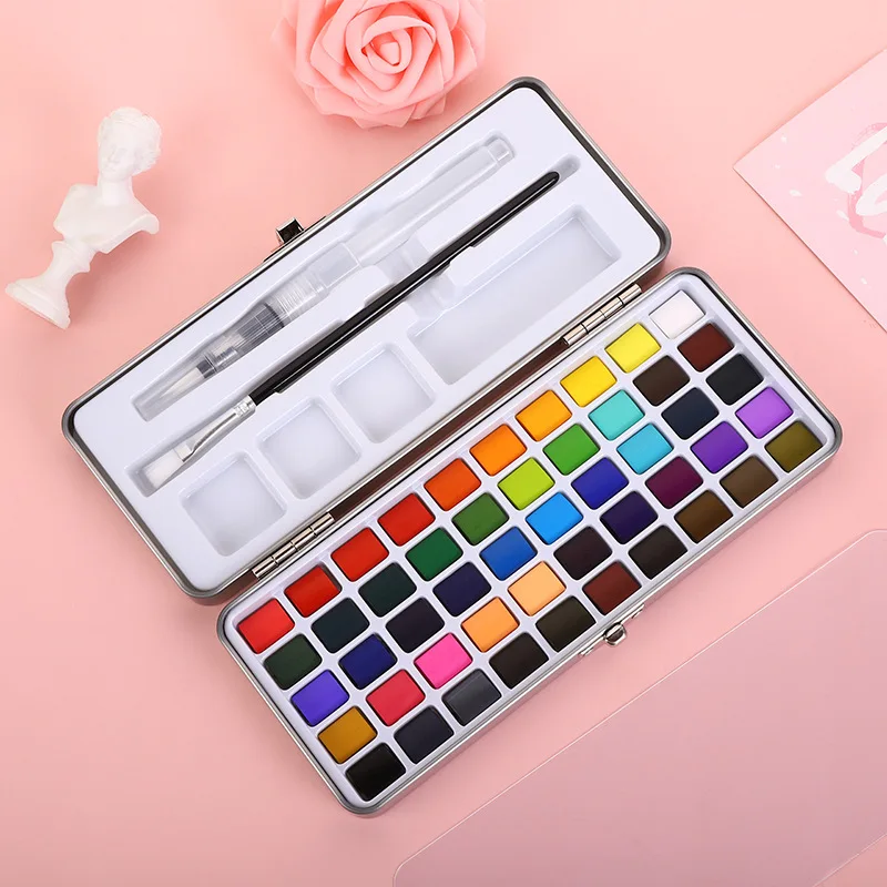 Watercolor Painting Set Watercolor Paint Watercolor Pigment 50/72/90/100 Color Acuarelas Solid Pigment Watercolor Manicure Nail Draw DIY Art Supplies Painting Kit Glitter Paint Decor Nail