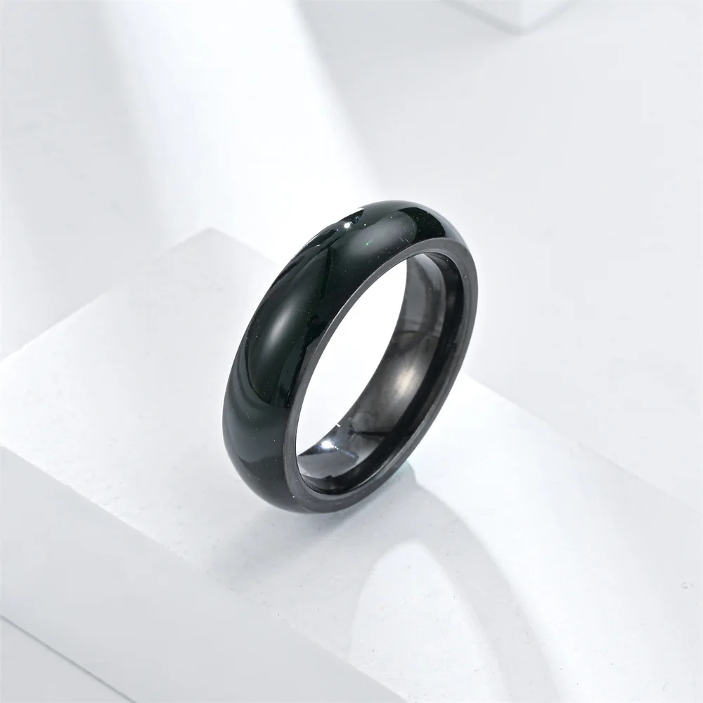 6mm 316L Stainless steel Ring for Men And Women Center Cool Green White Wide Jade Color Men Ring JR2065