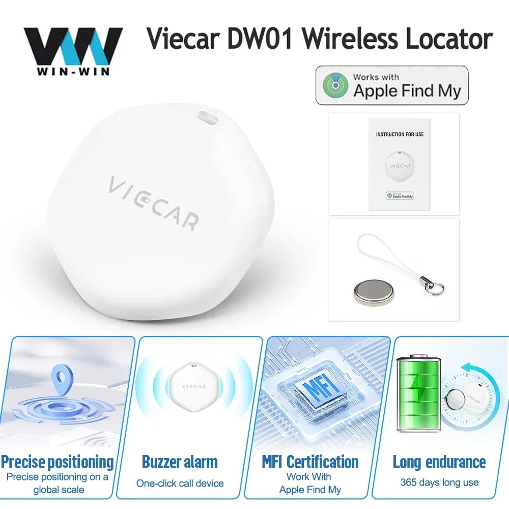 GPS Tracker Bluetooth Tracker Car Tracker Viecar DW01 Car GPS Tracker Wireless Auto For Find My APP Anti Lose Reminder For Iphone Tag Replacement MFI Locator