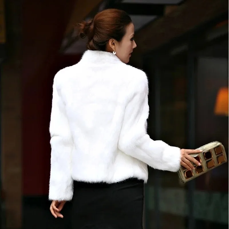 Winter New Women Imitation Fur Coat Fluffy Plush Outcoat Female Faux Rabbit Fur Outwear Fashion Solid Color Warm Long Sleeve