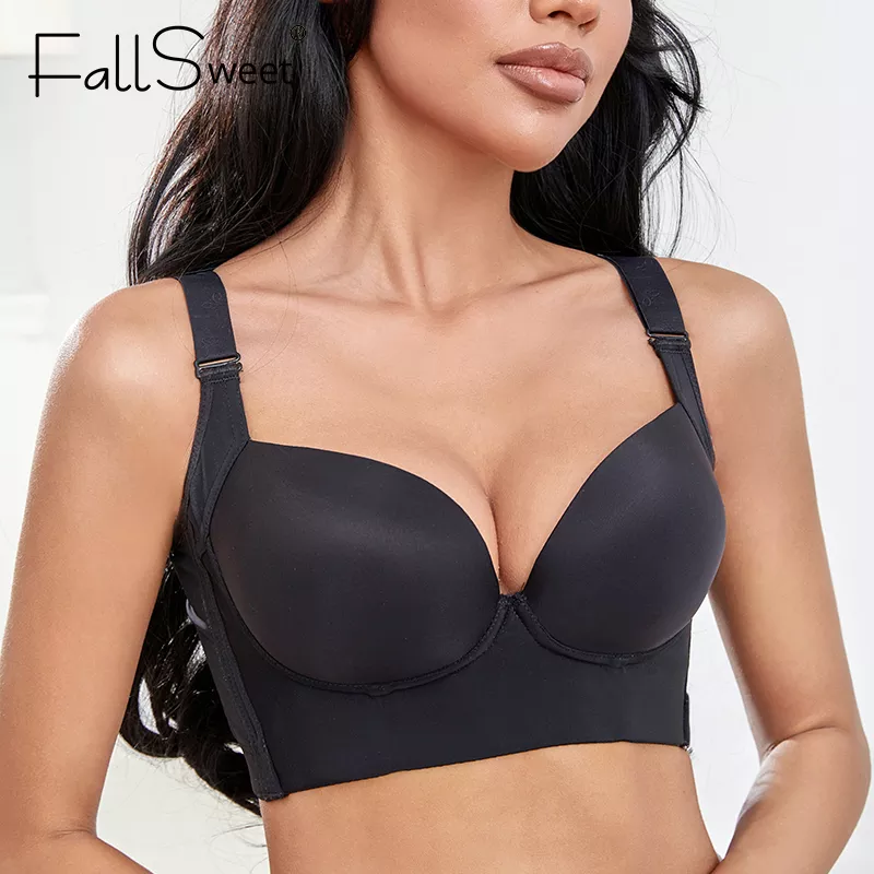 FallSweet Plus Size Push Up Bras Women Deep Cup Bra Hide Back Fat Underwear Shaper Incorporated Full Back Coverage Lingerie