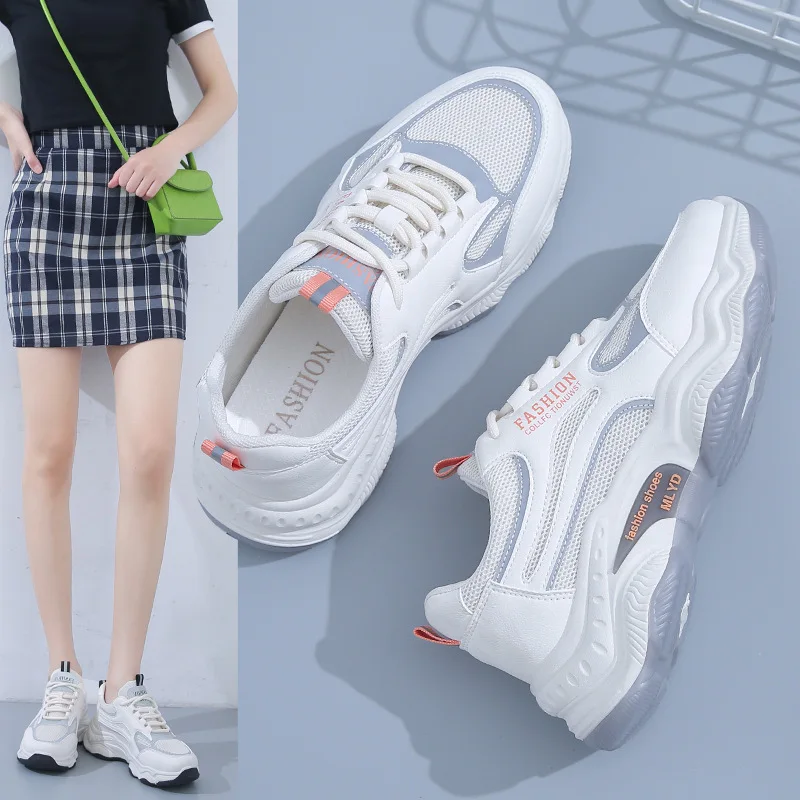 Shoes Women's 2022 New Sports Shoes Breathable Mesh Woman Casual Platform Shoes Student Running Shoes Ladies Fashion Sneakers