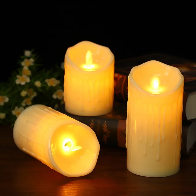 Bougies électroniques en plastique, 1 pièce, Simulation de bougies, décorations pour fête de mariage, anniversaire, ornements familiaux 1