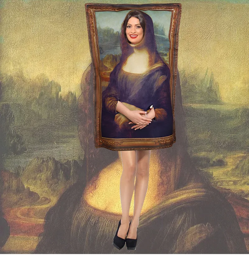 

Косплей Смешные Моны Лизы росписи костюмы реквизит для взрослых унисекс стиль Хэллоуин классический карнавал маскарадный подарок игрушка