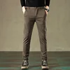 2024 Spring New Men's Casual Pants Brand Clothing Business Elastic Waist Thick Classic Slim Trousers Male Black Grey Brow 4