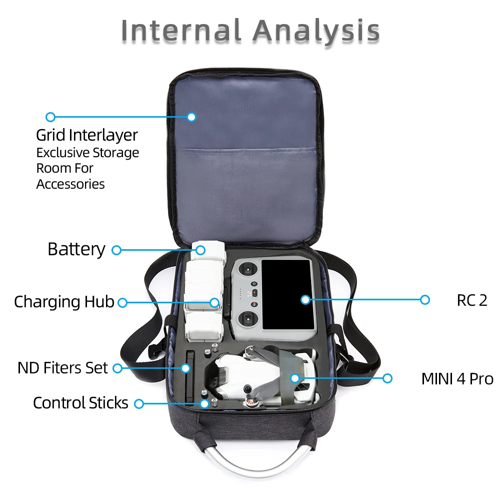 Sac de Transport pour Drone DJI Mini 4 Pro - Étui de Rangement Portable
