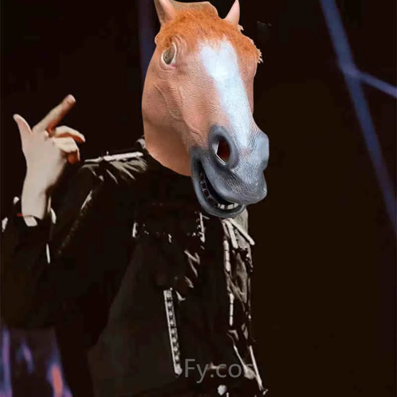 

Horse Mask Hallowmas Costume Carnival Cosplay Dress Up Latex Mascara Rave Adults Novelties Masquerade Funny Animal Disguise Man