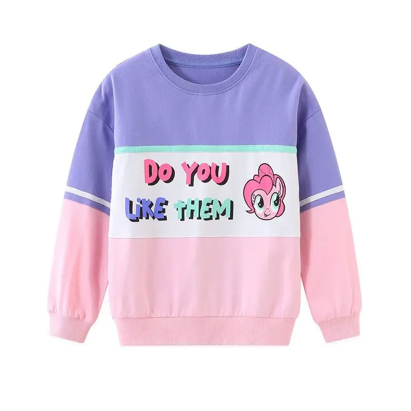 

My Little Pony Cartoon Cute Pinkie Pie Girls Sweater Autumn New Children's Contrast Color Western Style Round Neck Pullover