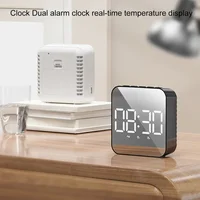 Mirror Digital Alarm Clock LED Display Snooze Wake Silent Calendar Temperature Desktop Dimmable Electronic Desk Clock Home Decor 1