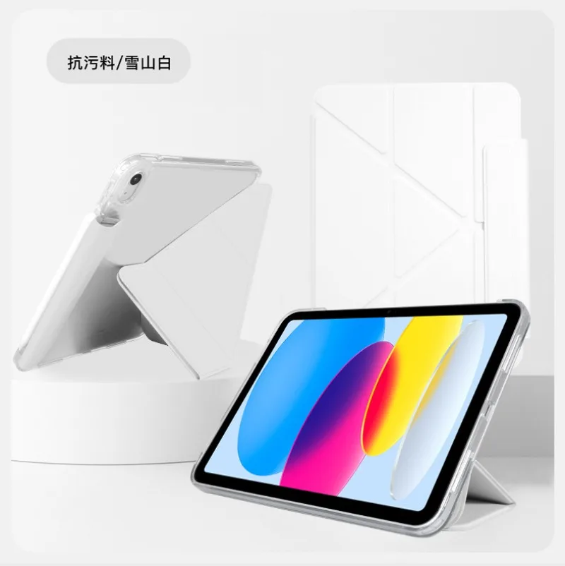 Y-Folding Transparent Back Case with Buckle Tower