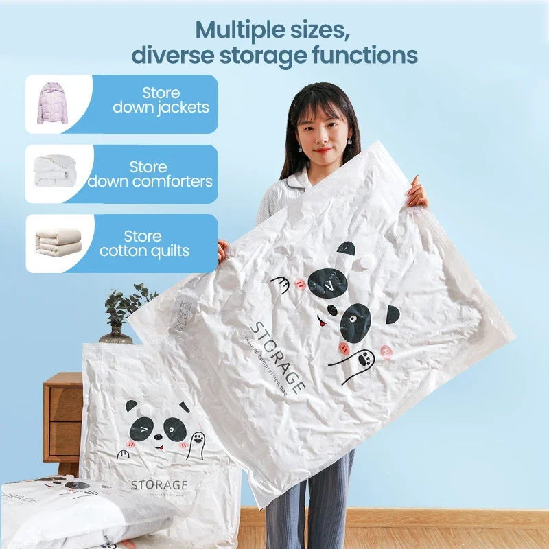 Reusable Vacuum Storage Bag for Clothes, Cotton Quilt Dust Large Plastic Vacuum Compressed Bag Travel Accessories Saving Space