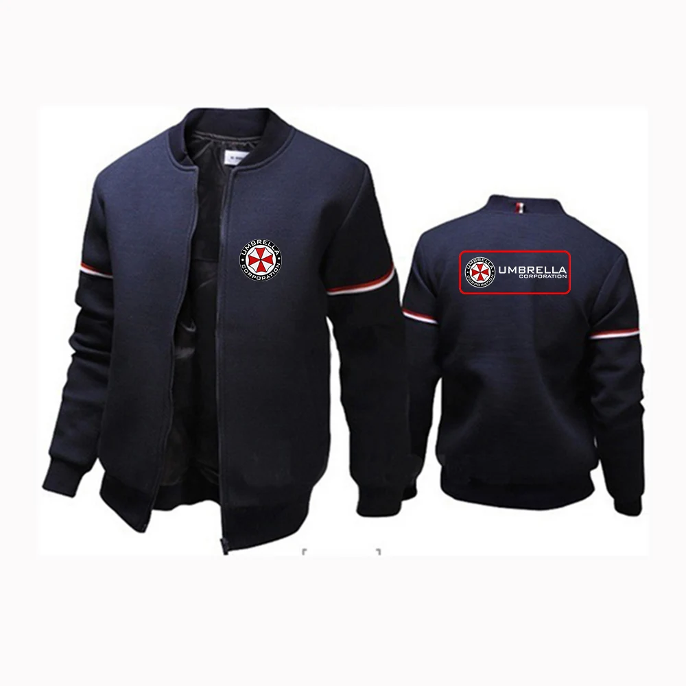 2024 Spring Autumn Umbrella Corporation Logo Printed Fashion Stand Collar Casual Coat Men's Cardigan Zipper Cotton Flight Jacket 4 S14f4d28d91b94caa9c6d6a91d7edc1f56
