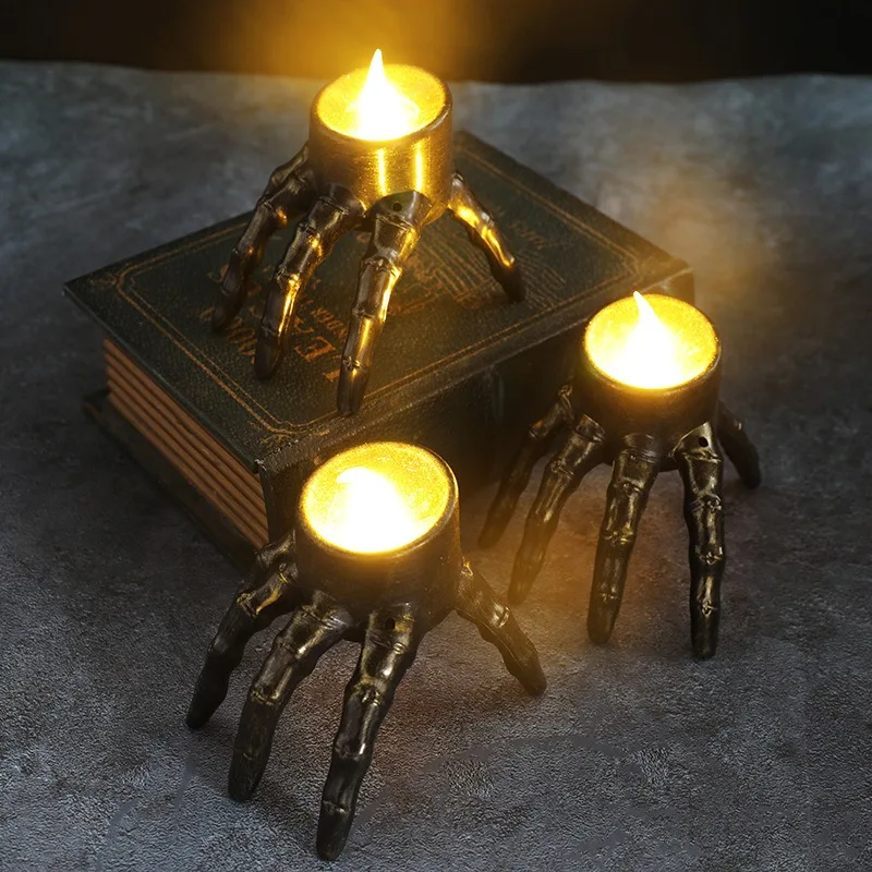 New Halloween Skeleton Hand Night Light - Skull Decor Candle Lamp for Home Atmosphere Decoration and Party Props Creative