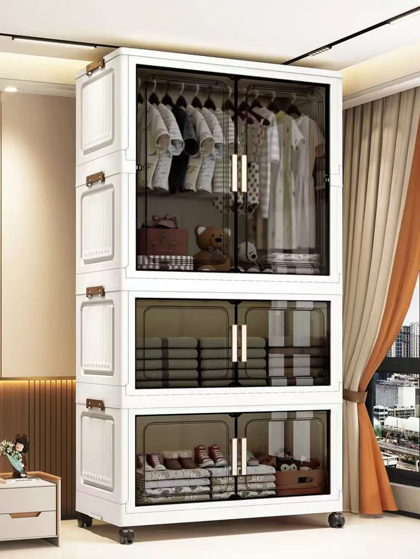 Storage Cabinet Folding Storage Box Home Living Room Toy Cabinet Storage Rack Snack Cabinet Installation Free Kitchen Storage Cabinet  Folding Storage Cabinet Organizer