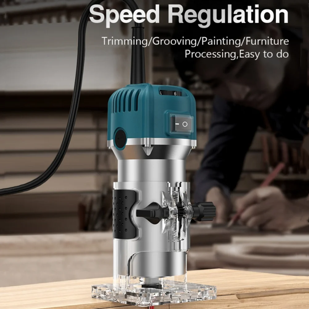 800W Electric Trimmer Wood Router Machine 1/4'' Milling Woodworking Laminate Engraving Slotting Cutting Carpentry Manual Tool wood router